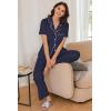 imageEkouaer Womens Pajamas Set Button Down PJs 2 Piece Lounge Set Soft Nightwear Short Sleeve Sleepwear with PocketsNavy Blue