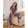 imageEkouaer Womens Pajamas Set Button Down PJs 2 Piece Lounge Set Soft Nightwear Short Sleeve Sleepwear with PocketsNavy Blue Plaid