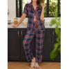 imageEkouaer Womens Pajamas Set Button Down PJs 2 Piece Lounge Set Soft Nightwear Short Sleeve Sleepwear with PocketsNavy Blue Plaid
