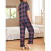 imageEkouaer Womens Pajamas Set Button Down PJs 2 Piece Lounge Set Soft Nightwear Short Sleeve Sleepwear with PocketsNavy Blue Plaid