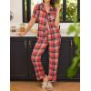 imageEkouaer Womens Pajamas Set Button Down PJs 2 Piece Lounge Set Soft Nightwear Short Sleeve Sleepwear with PocketsSmall Red Black Plaid