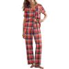 imageEkouaer Womens Pajamas Set Button Down PJs 2 Piece Lounge Set Soft Nightwear Short Sleeve Sleepwear with PocketsSmall Red Black Plaid