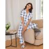 imageEkouaer Womens Pajamas Set Button Down PJs 2 Piece Lounge Set Soft Nightwear Short Sleeve Sleepwear with PocketsWhite Plaid