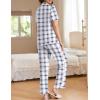 imageEkouaer Womens Pajamas Set Button Down PJs 2 Piece Lounge Set Soft Nightwear Short Sleeve Sleepwear with PocketsWhite Plaid