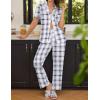 imageEkouaer Womens Pajamas Set Button Down PJs 2 Piece Lounge Set Soft Nightwear Short Sleeve Sleepwear with PocketsWhite Plaid