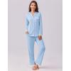 imageEkouaer Womens Pajamas Set Long Sleeve Sleepwear Button Down Lounge Set 2 Pieces Soft Nightwear Lace Pjs SetClear Blue
