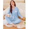 imageEkouaer Womens Pajamas Set Long Sleeve Sleepwear Button Down Lounge Set 2 Pieces Soft Nightwear Lace Pjs SetClear Blue