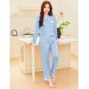 imageEkouaer Womens Pajamas Set Long Sleeve Sleepwear Button Down Lounge Set 2 Pieces Soft Nightwear Lace Pjs SetClear Blue
