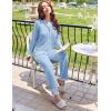imageEkouaer Womens Pajamas Set Long Sleeve Sleepwear Button Down Lounge Set 2 Pieces Soft Nightwear Lace Pjs SetClear Blue