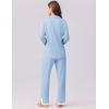 imageEkouaer Womens Pajamas Set Long Sleeve Sleepwear Button Down Lounge Set 2 Pieces Soft Nightwear Lace Pjs SetClear Blue
