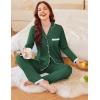 imageEkouaer Womens Pajamas Set Long Sleeve Sleepwear Button Down Lounge Set 2 Pieces Soft Nightwear Lace Pjs SetDeep Green