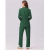 imageEkouaer Womens Pajamas Set Long Sleeve Sleepwear Button Down Lounge Set 2 Pieces Soft Nightwear Lace Pjs SetDeep Green