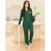 imageEkouaer Womens Pajamas Set Long Sleeve Sleepwear Button Down Lounge Set 2 Pieces Soft Nightwear Lace Pjs SetDeep Green