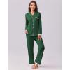 imageEkouaer Womens Pajamas Set Long Sleeve Sleepwear Button Down Lounge Set 2 Pieces Soft Nightwear Lace Pjs SetDeep Green