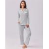 imageEkouaer Womens Pajamas Set Long Sleeve Sleepwear Button Down Lounge Set 2 Pieces Soft Nightwear Lace Pjs SetGrey
