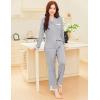 imageEkouaer Womens Pajamas Set Long Sleeve Sleepwear Button Down Lounge Set 2 Pieces Soft Nightwear Lace Pjs SetGrey
