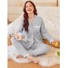 imageEkouaer Womens Pajamas Set Long Sleeve Sleepwear Button Down Lounge Set 2 Pieces Soft Nightwear Lace Pjs SetGrey