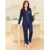 imageEkouaer Womens Pajamas Set Long Sleeve Sleepwear Button Down Lounge Set 2 Pieces Soft Nightwear Lace Pjs SetNavy Blue