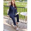 imageEkouaer Womens Pajamas Set Long Sleeve Sleepwear Button Down Lounge Set 2 Pieces Soft Nightwear Lace Pjs SetNavy Blue