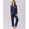 imageEkouaer Womens Pajamas Set Long Sleeve Sleepwear Button Down Lounge Set 2 Pieces Soft Nightwear Lace Pjs SetNavy Blue
