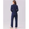 imageEkouaer Womens Pajamas Set Long Sleeve Sleepwear Button Down Lounge Set 2 Pieces Soft Nightwear Lace Pjs SetNavy Blue