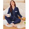 imageEkouaer Womens Pajamas Set Long Sleeve Sleepwear Button Down Lounge Set 2 Pieces Soft Nightwear Lace Pjs SetNavy Blue