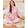 imageEkouaer Womens Pajamas Set Long Sleeve Sleepwear Button Down Lounge Set 2 Pieces Soft Nightwear Lace Pjs SetPink