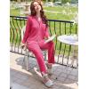 imageEkouaer Womens Pajamas Set Long Sleeve Sleepwear Button Down Lounge Set 2 Pieces Soft Nightwear Lace Pjs SetRose Red
