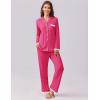 imageEkouaer Womens Pajamas Set Long Sleeve Sleepwear Button Down Lounge Set 2 Pieces Soft Nightwear Lace Pjs SetRose Red