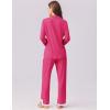 imageEkouaer Womens Pajamas Set Long Sleeve Sleepwear Button Down Lounge Set 2 Pieces Soft Nightwear Lace Pjs SetRose Red