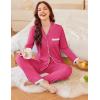 imageEkouaer Womens Pajamas Set Long Sleeve Sleepwear Button Down Lounge Set 2 Pieces Soft Nightwear Lace Pjs SetRose Red