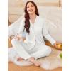 imageEkouaer Womens Pajamas Set Long Sleeve Sleepwear Button Down Lounge Set 2 Pieces Soft Nightwear Lace Pjs SetWhite