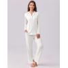 imageEkouaer Womens Pajamas Set Long Sleeve Sleepwear Button Down Lounge Set 2 Pieces Soft Nightwear Lace Pjs SetWhite