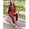 imageEkouaer Womens Pajamas Set Long Sleeve Sleepwear Button Down Lounge Set 2 Pieces Soft Nightwear Lace Pjs SetWine Red
