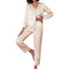 imageEkouaer Silk Satin Pajamas 2 Piece Long Sleeve V Neck Shirt with Pants Pj Sets Silky Sleepwear Loungewear for WomenChampagne