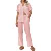imageEkouaer Women Pajamas Set Short Sleeve Button Down Sleepwear Soft Pjs Loungewear Pants Set SXXLPink