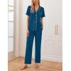 imageEkouaer 2 PackWomens Pajamas Short Sleeve Pjs Notch Collar Button Up Loungewear Cozy Sleepwear SetsBlack Blue