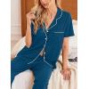 imageEkouaer 2 PackWomens Pajamas Short Sleeve Pjs Notch Collar Button Up Loungewear Cozy Sleepwear SetsBlack Blue