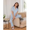 imageEkouaer 2 PackWomens Pajamas Short Sleeve Pjs Notch Collar Button Up Loungewear Cozy Sleepwear SetsBlackblue Stars