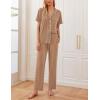 imageEkouaer 2 PackWomens Pajamas Short Sleeve Pjs Notch Collar Button Up Loungewear Cozy Sleepwear SetsBrownmedium Gray