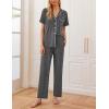 imageEkouaer 2 PackWomens Pajamas Short Sleeve Pjs Notch Collar Button Up Loungewear Cozy Sleepwear SetsDark Greydark Green