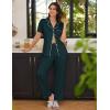 imageEkouaer 2 PackWomens Pajamas Short Sleeve Pjs Notch Collar Button Up Loungewear Cozy Sleepwear SetsDark Greydark Green