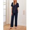 imageEkouaer 2 PackWomens Pajamas Short Sleeve Pjs Notch Collar Button Up Loungewear Cozy Sleepwear SetsDeep Bluepink