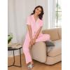 imageEkouaer 2 PackWomens Pajamas Short Sleeve Pjs Notch Collar Button Up Loungewear Cozy Sleepwear SetsDeep Bluepink