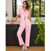 imageEkouaer 2 PackWomens Pajamas Short Sleeve Pjs Notch Collar Button Up Loungewear Cozy Sleepwear SetsDeep Bluepink
