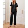 imageEkouaer 2 PackWomens Pajamas Short Sleeve Pjs Notch Collar Button Up Loungewear Cozy Sleepwear SetsLeopard Printblack