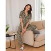 imageEkouaer 2 PackWomens Pajamas Short Sleeve Pjs Notch Collar Button Up Loungewear Cozy Sleepwear SetsLeopard Printblack