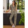 imageEkouaer 2 PackWomens Pajamas Short Sleeve Pjs Notch Collar Button Up Loungewear Cozy Sleepwear SetsLeopard Printblack