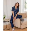 imageEkouaer 2 PackWomens Pajamas Short Sleeve Pjs Notch Collar Button Up Loungewear Cozy Sleepwear SetsNavy Bluedeep Blue Star