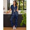 imageEkouaer 2 PackWomens Pajamas Short Sleeve Pjs Notch Collar Button Up Loungewear Cozy Sleepwear SetsNavy Bluedeep Blue Star